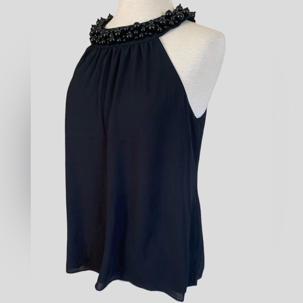 LILLY PULITZER XS Shawn Beaded Black Onyx Halter Top